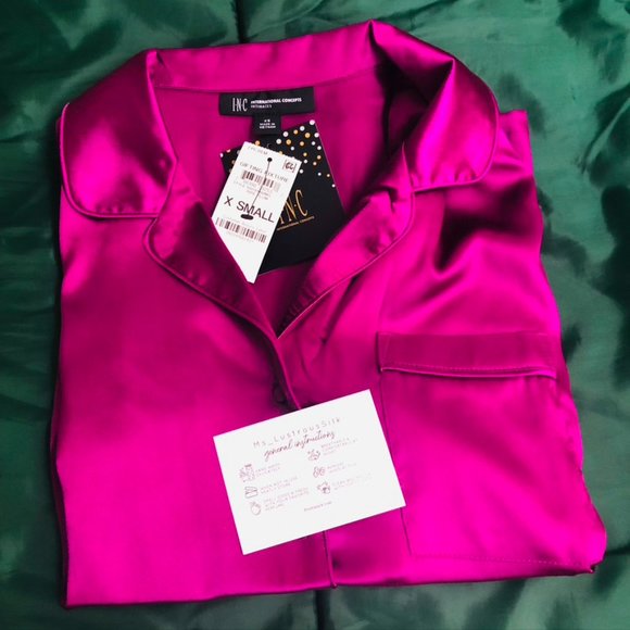 INTERNATIONAL CONCEPTS INC FUCHSIA SILK Look Y2K Throwback Shirt NWT; Women's XS - Picture 5 of 5